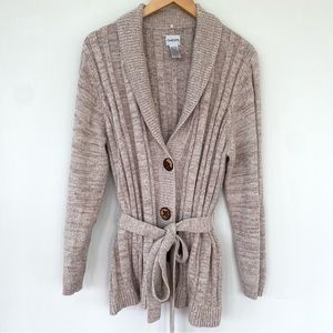 Chico’s belted cardigan with a shawl collar